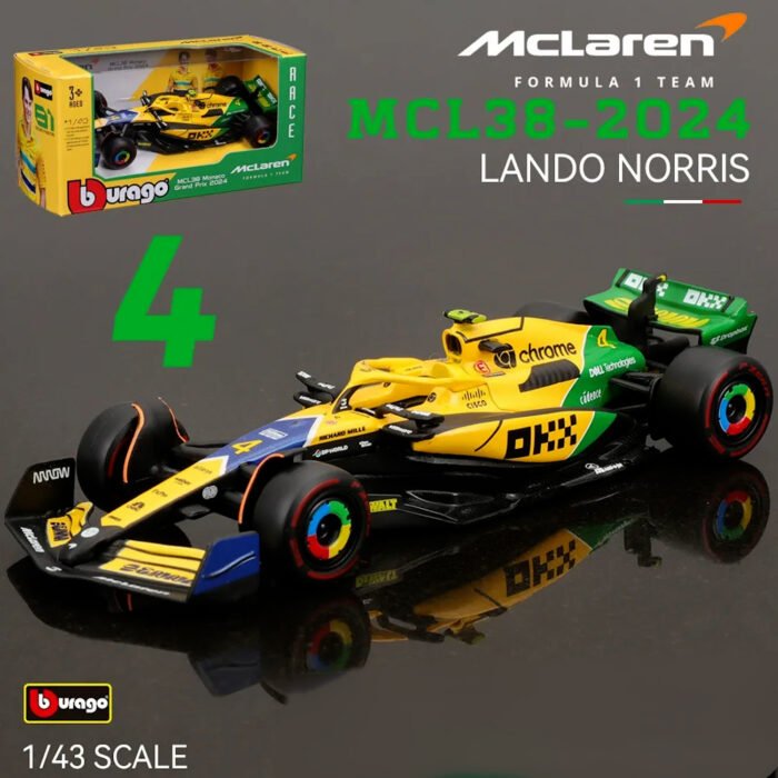 1:43 F1 racing car 2024 Monaco MCL38 McLaren simulation alloy car model