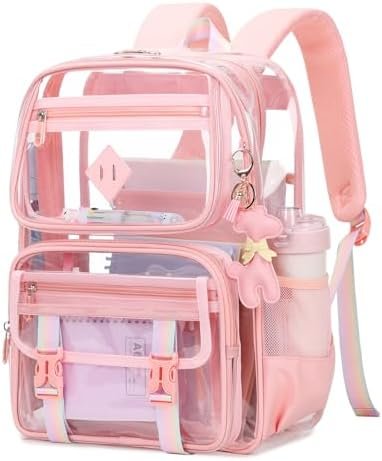 Sisipoet Clear School Backpack PVC Bookbag Durable Transparent Backpack for Stadium Events Clear Bag, 1pc Pink  Amazon.de: Fashion